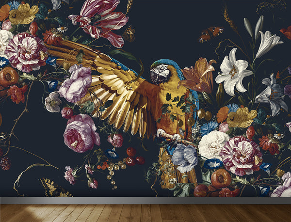 Floral Parrot Wallpaper