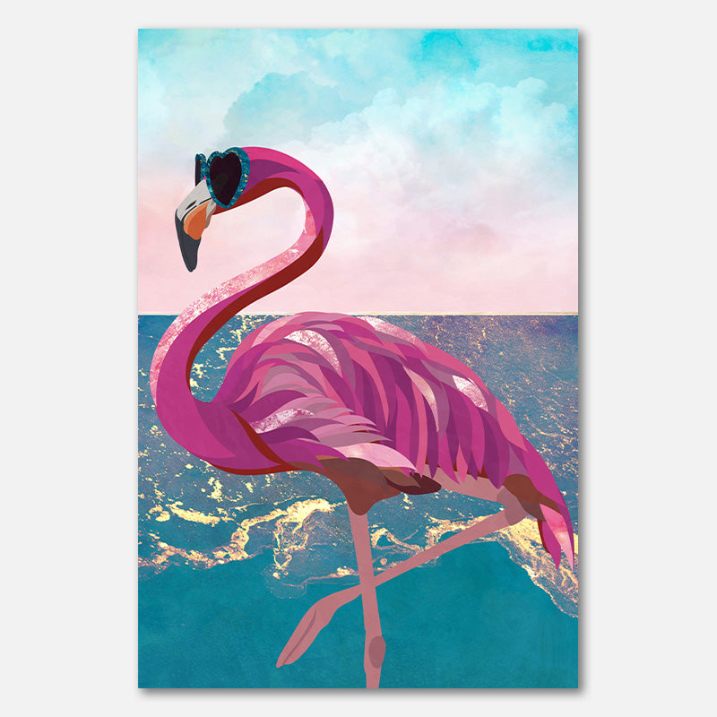 Flamingo geht zum Strand
