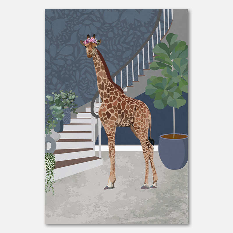 Giraffe bei der Treppe