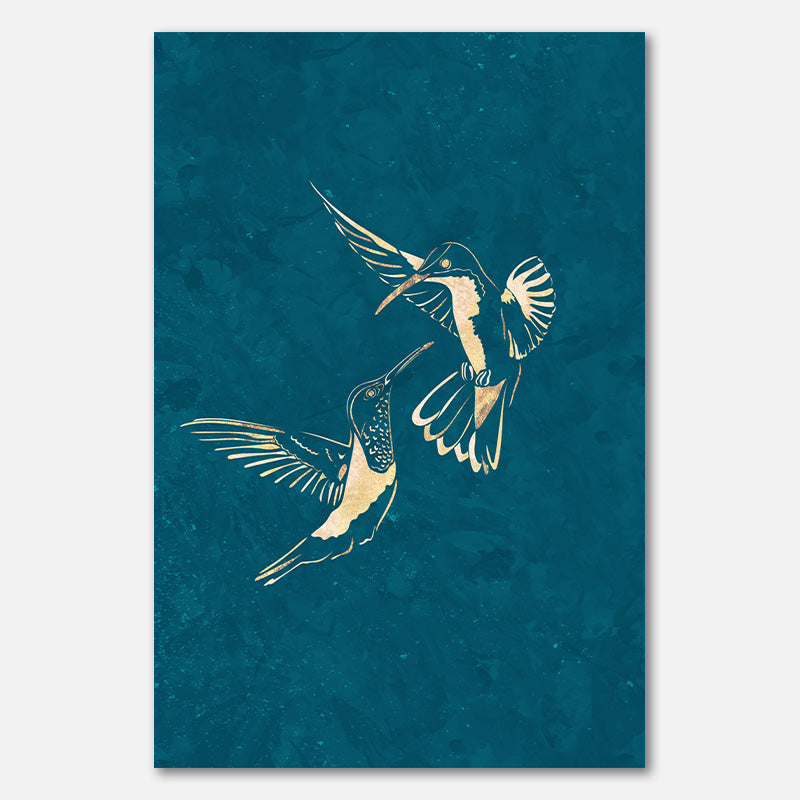 Gold Hummingbird Line art Silhouettes 3