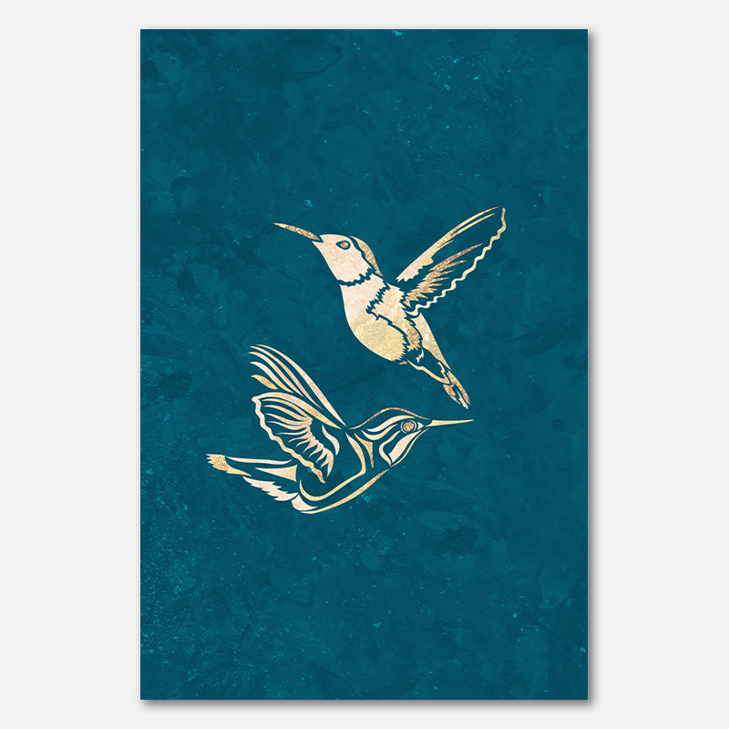 Gold Kolibri Linienkunst Silhouetten 1