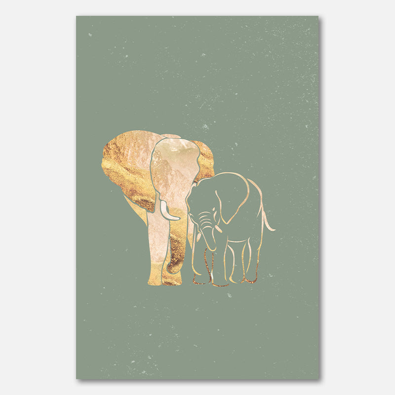 Sage Green Gold Elephants 1