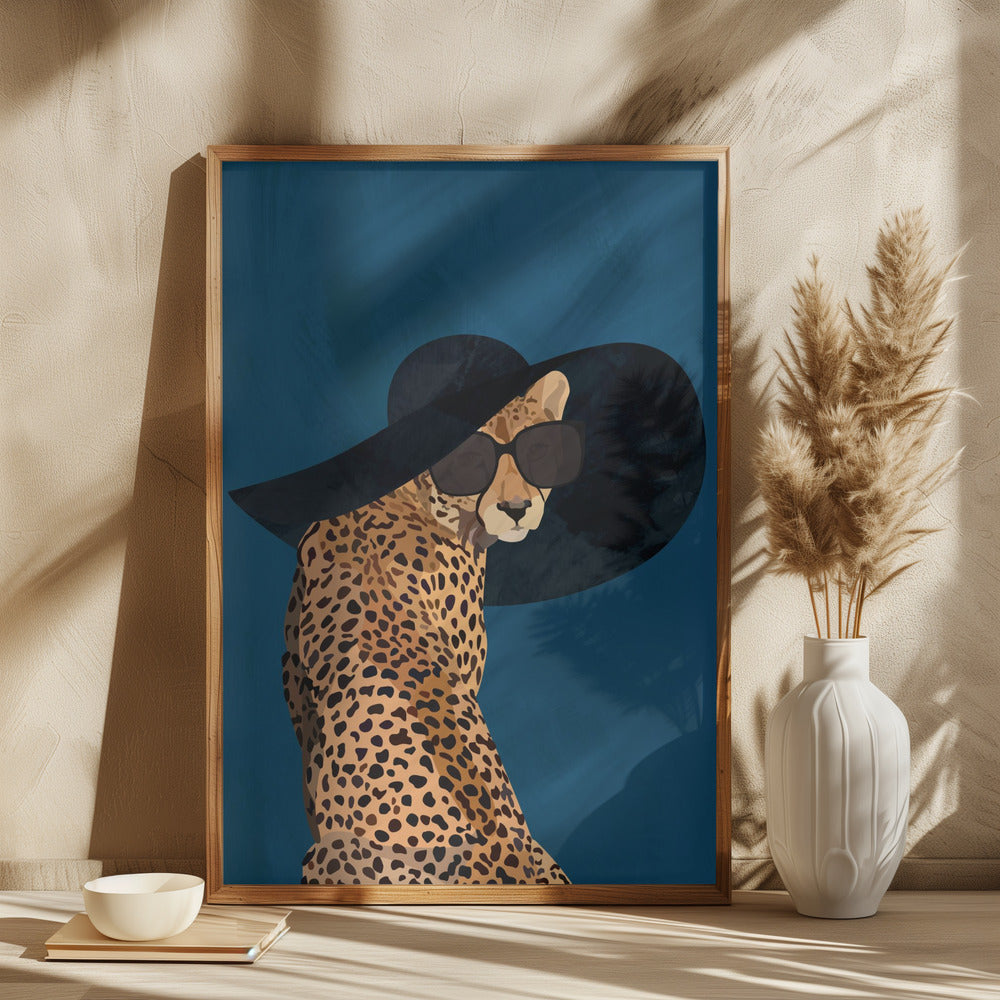 Fashionable Cheetah wearing a sunhat