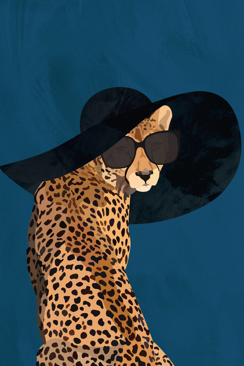 Fashionable Cheetah wearing a sunhat