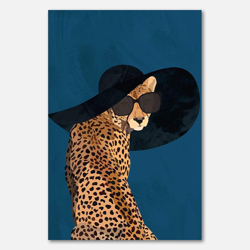 Fashionable Cheetah wearing a sunhat