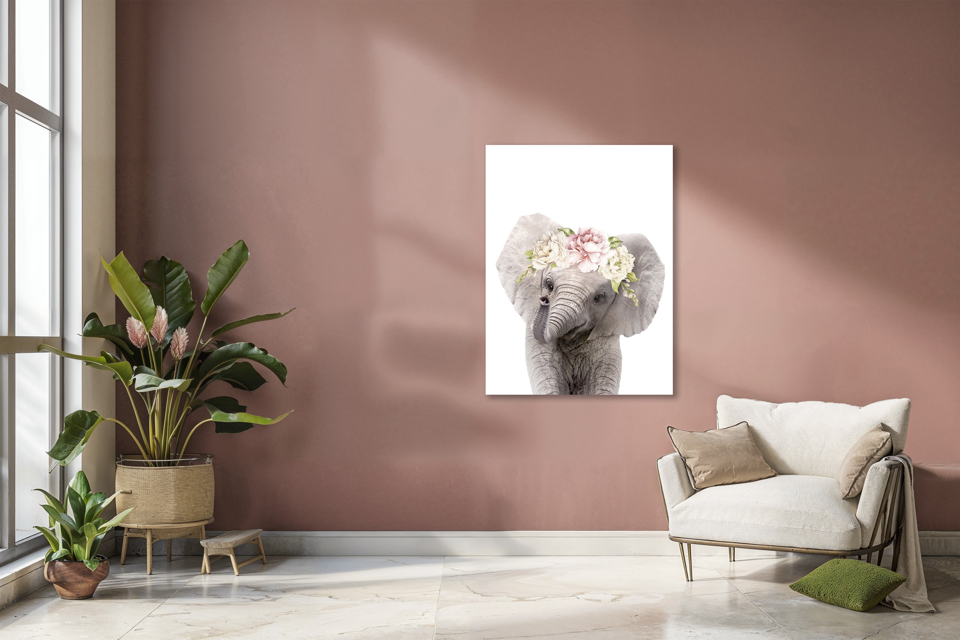 Florales Baby-Elefant