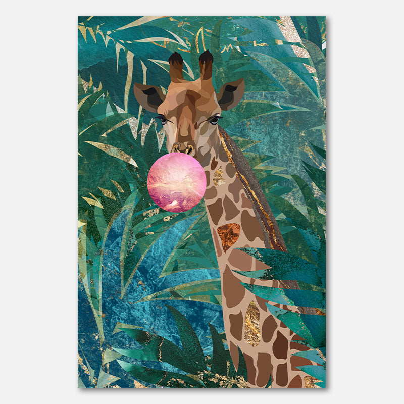 Bubblegum giraffe in the jungle