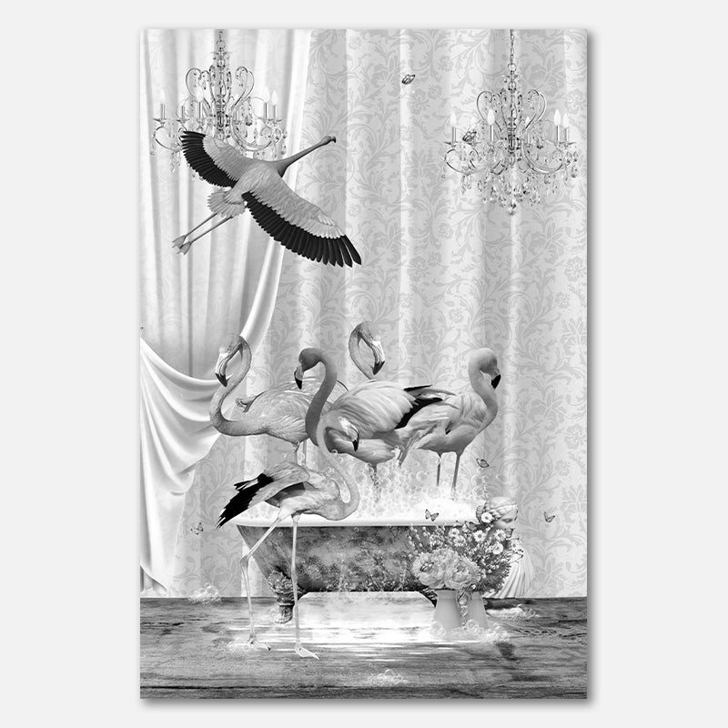 A flurry of Flamingos & Bubbles BW
