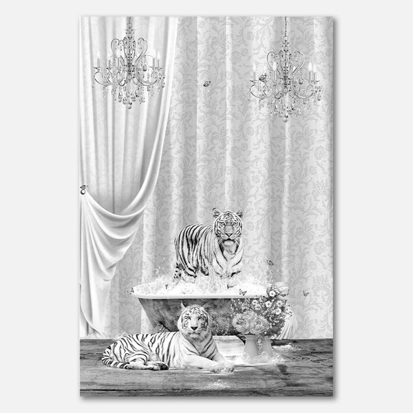 White Tigers &amp; Bubbles Black &amp; White