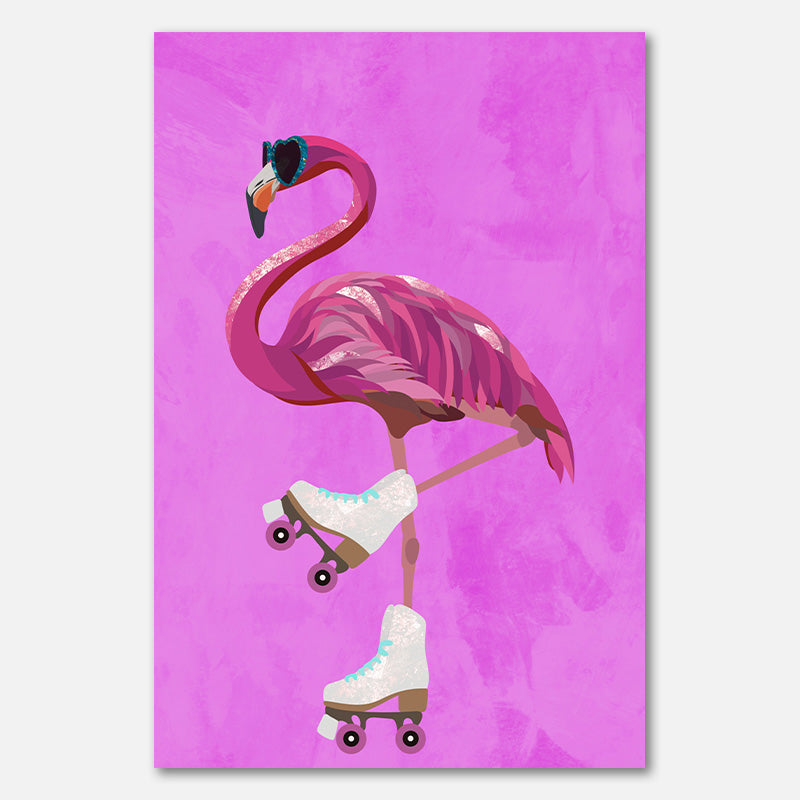 Pink Flamingo Rollschuhlaufen