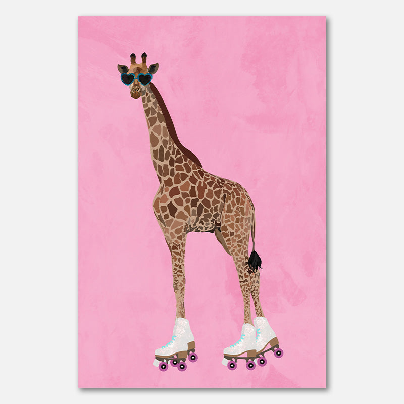 Rollschuhfahrende Giraffe