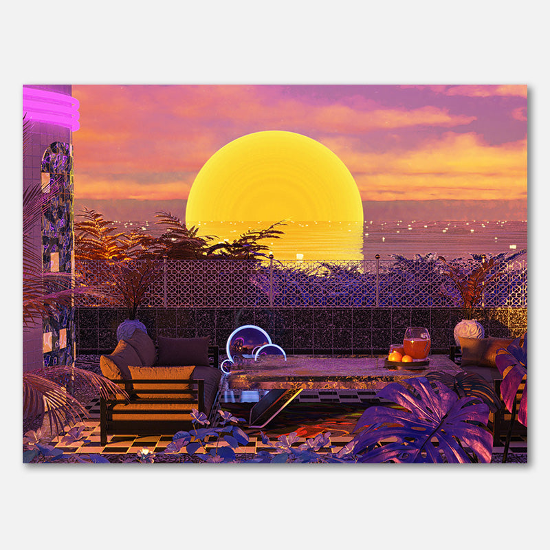 Retro-Futurismus Vaporwave Sonnenuntergang