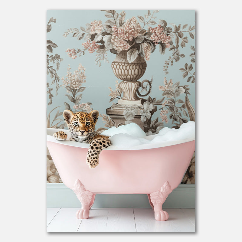 Leopards Pinkes Schaumbad