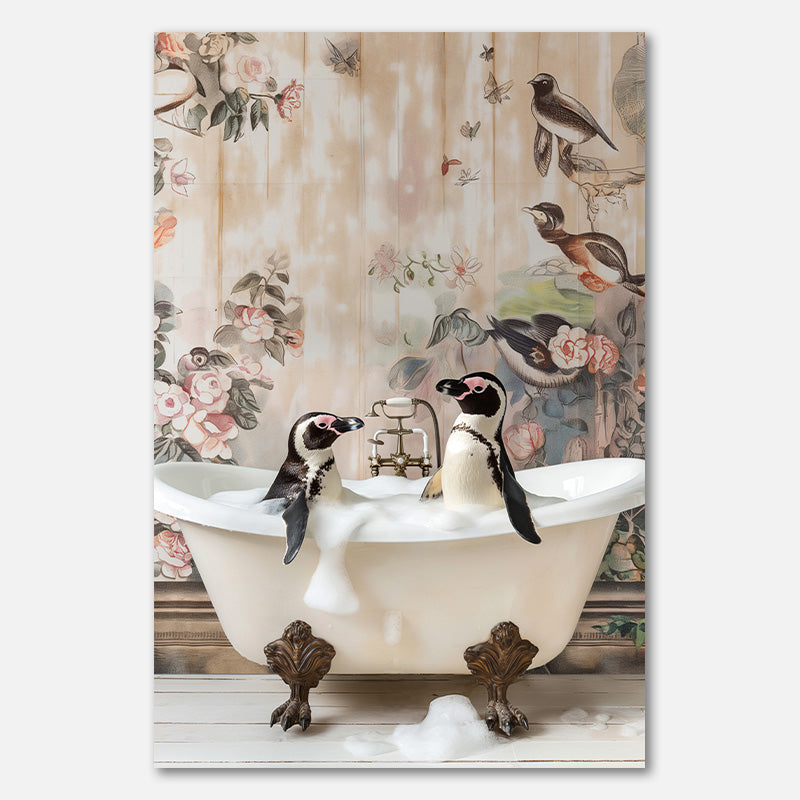 Penguin Pals in a Bubble Bath