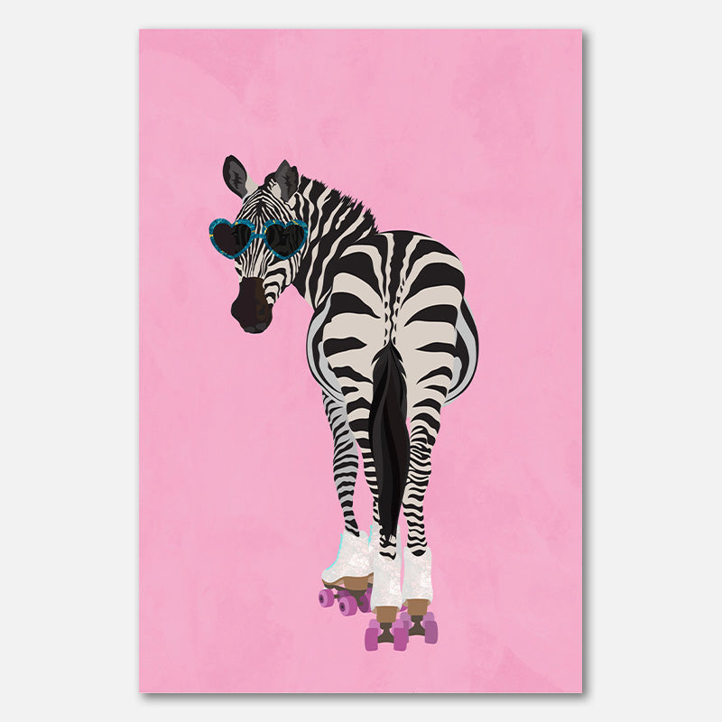 Rollschuhfahrendes Zebra pink