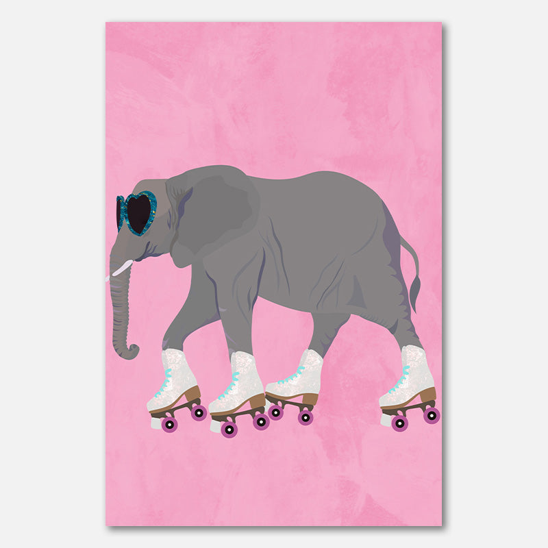 Elefanten Rollschuhlaufen rosa
