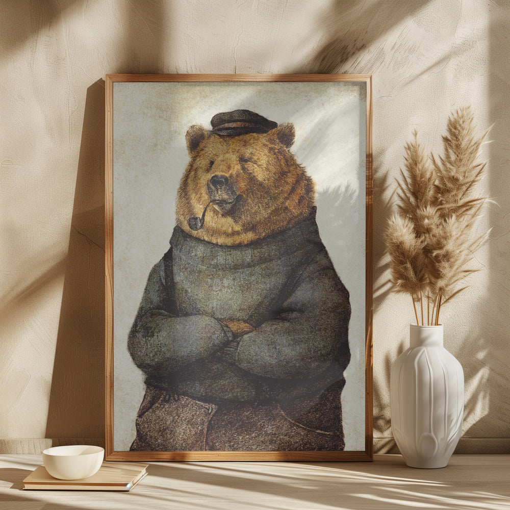 Bear Dressed In A Sweater And Cap