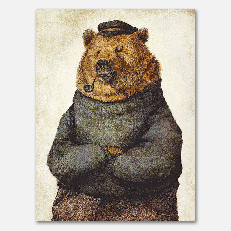 Bear Dressed In A Sweater And Cap