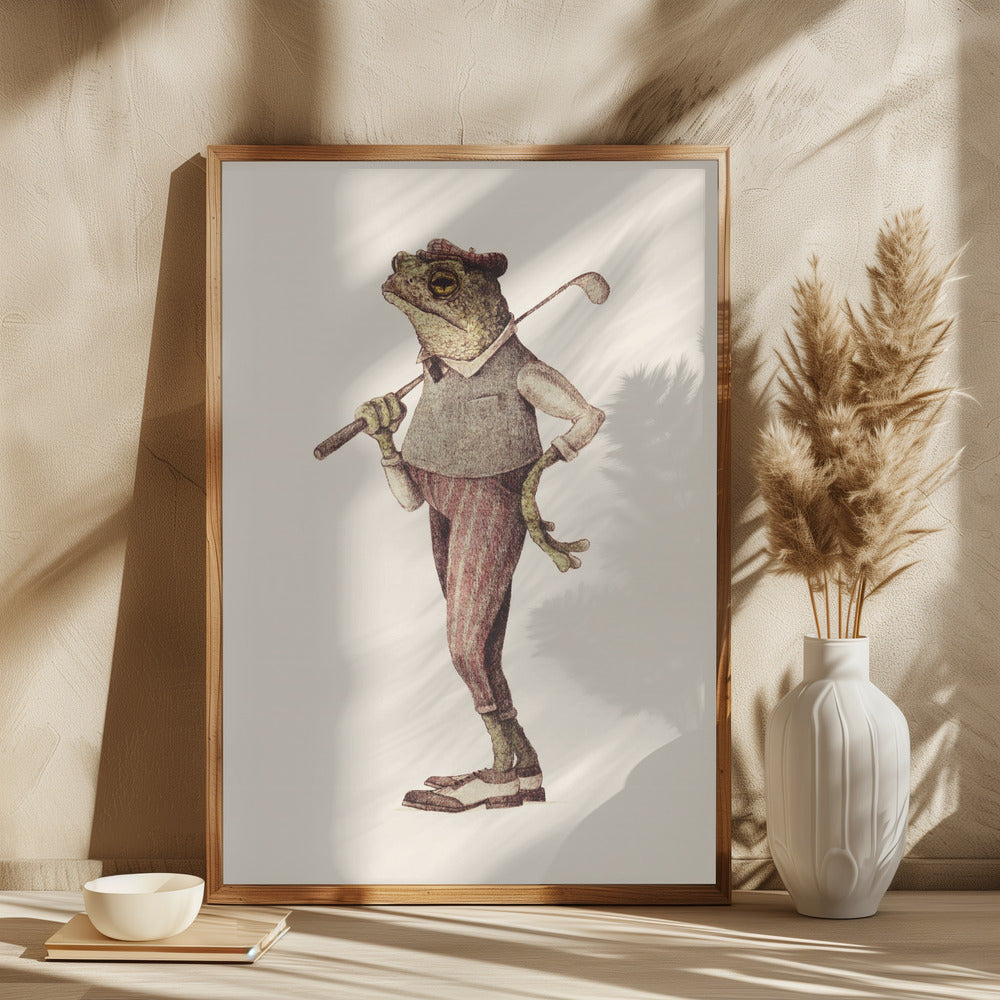 Frog In Vintage Golf Attire