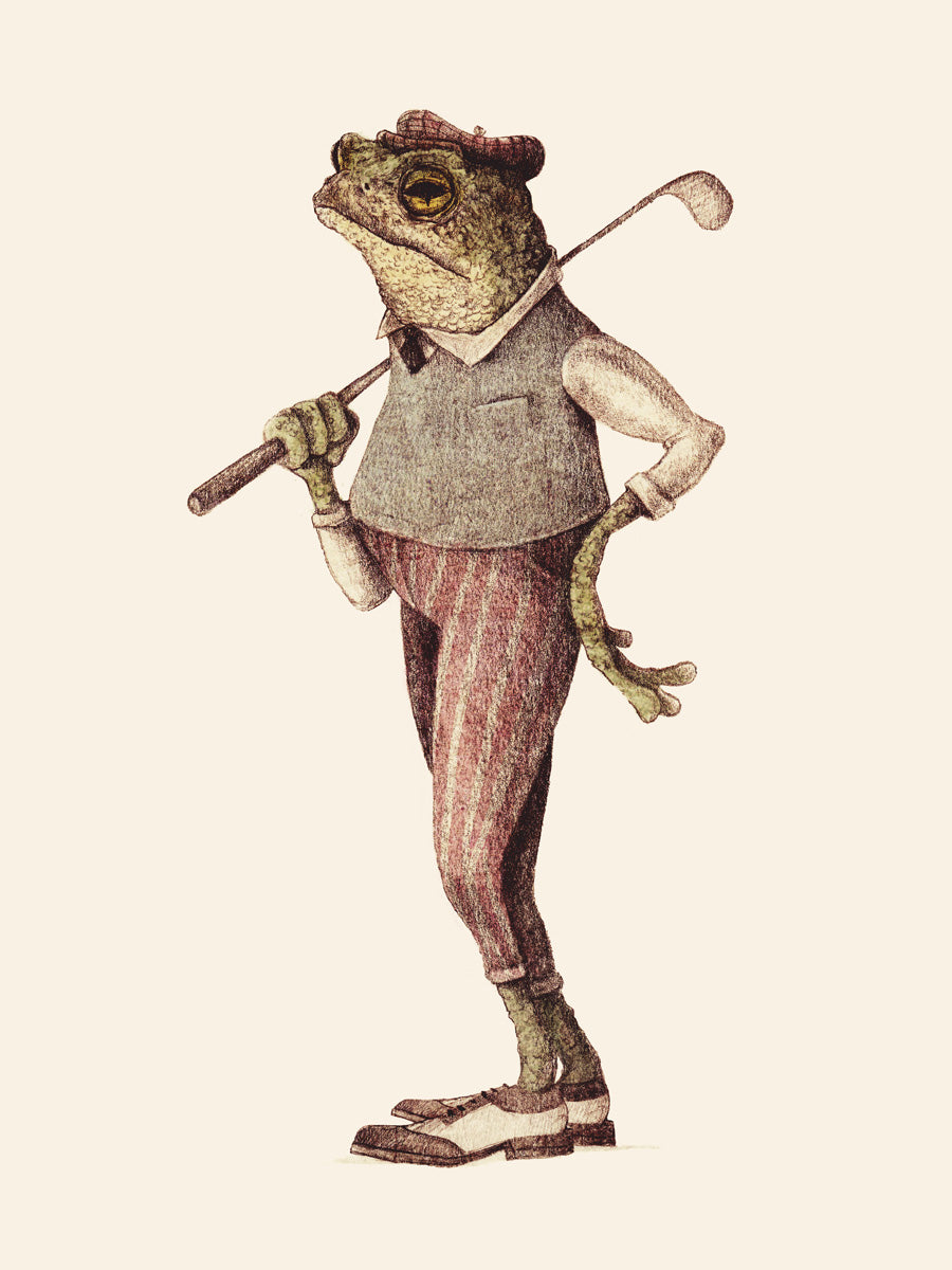 Frog In Vintage Golf Attire