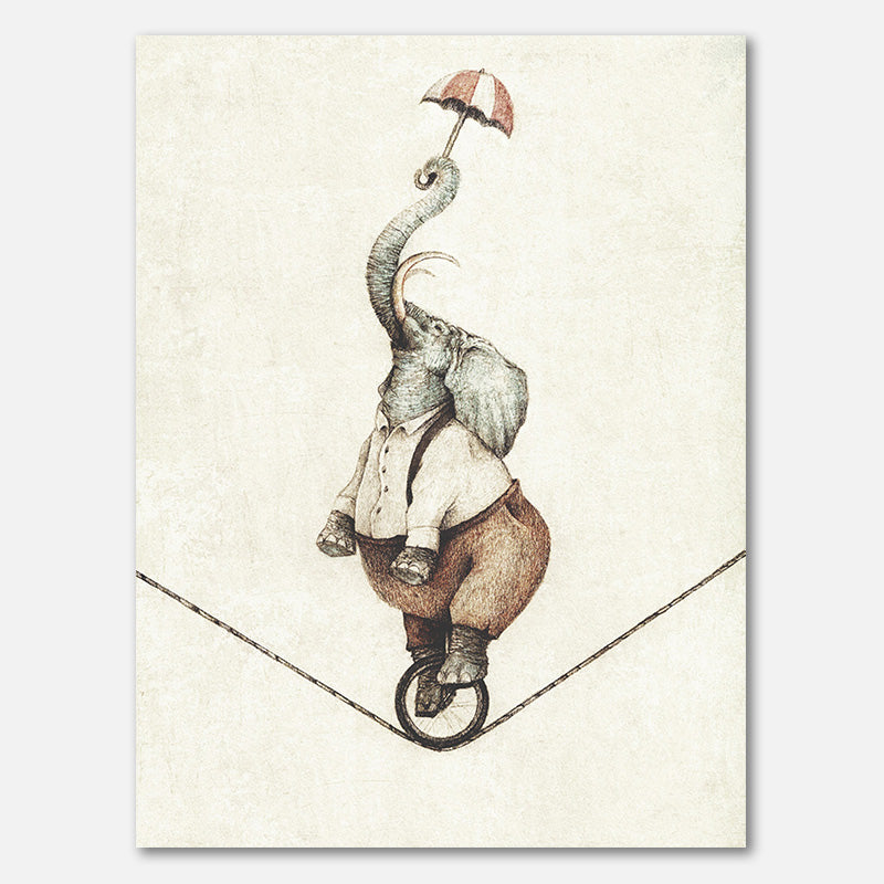 Einradfahren mit einem Regenschirm