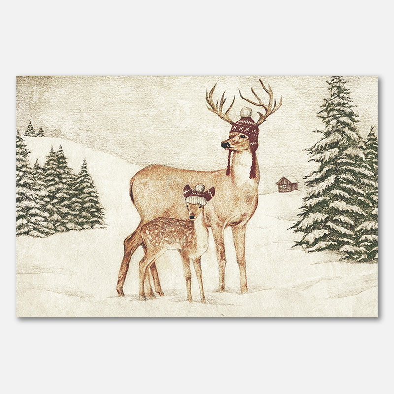 Hirsche mit gemütlichen Hüten