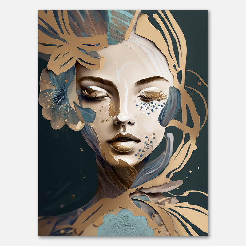 Woman Face Portrait with Floral Elements #3