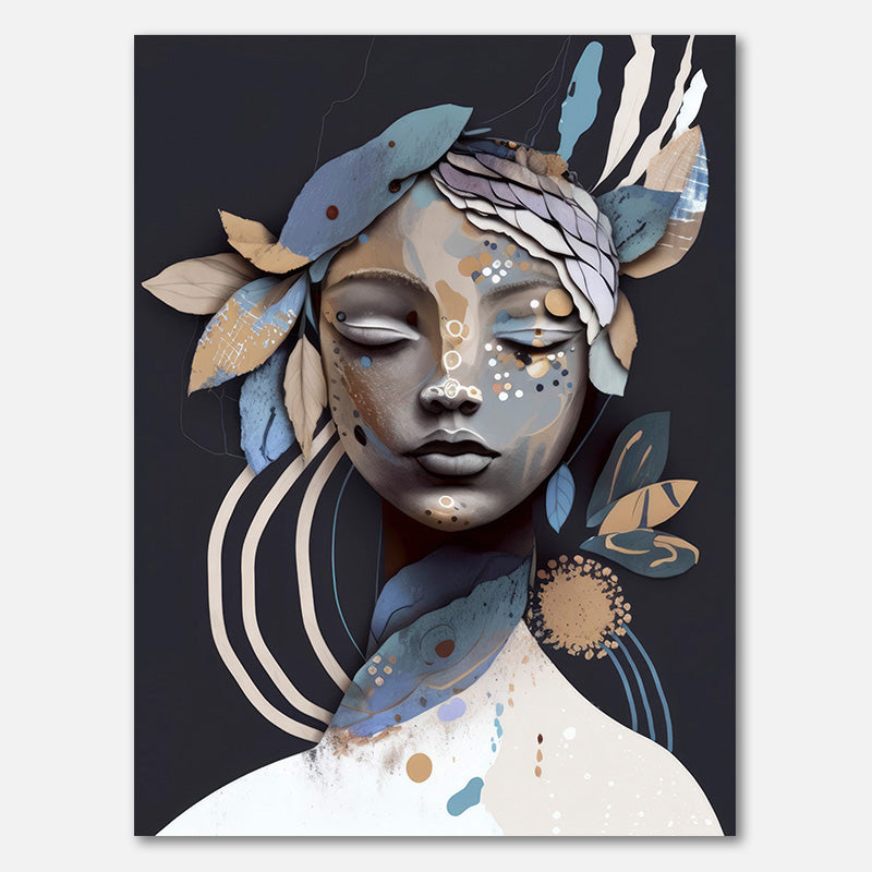 Woman Face Portrait with Floral Elements #2