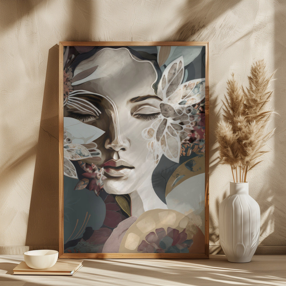 Woman Portrait with Floral Elements