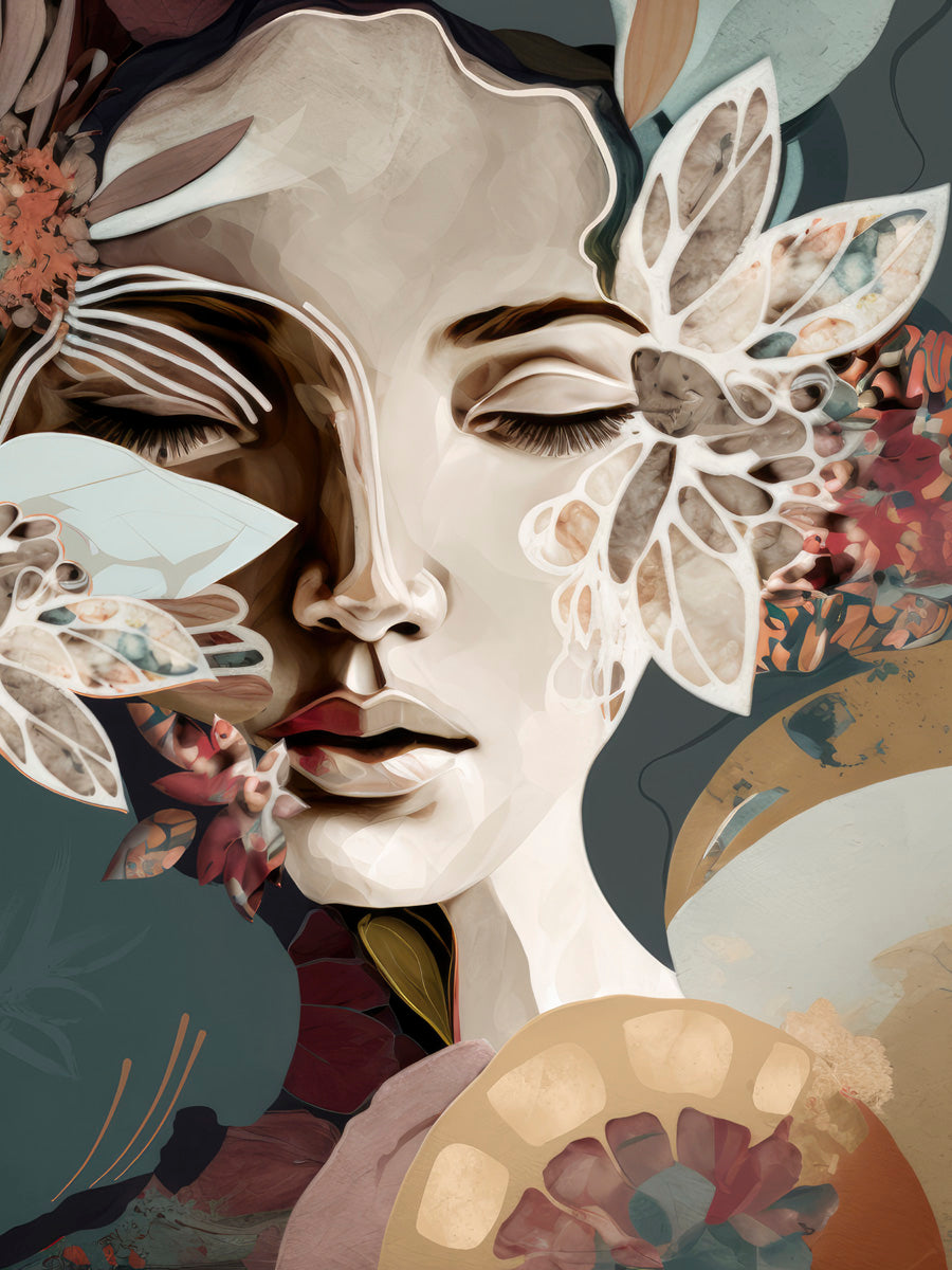 Woman Portrait with Floral Elements