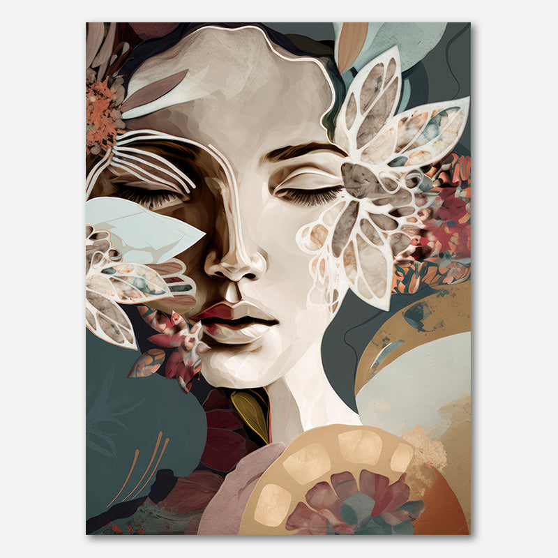 Woman Portrait with Floral Elements