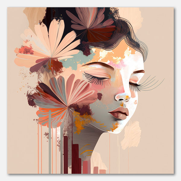 Woman Face Portrait with Floral Elements #6