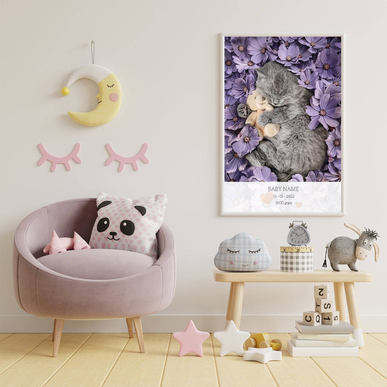 Birth Poster Kitten Lila