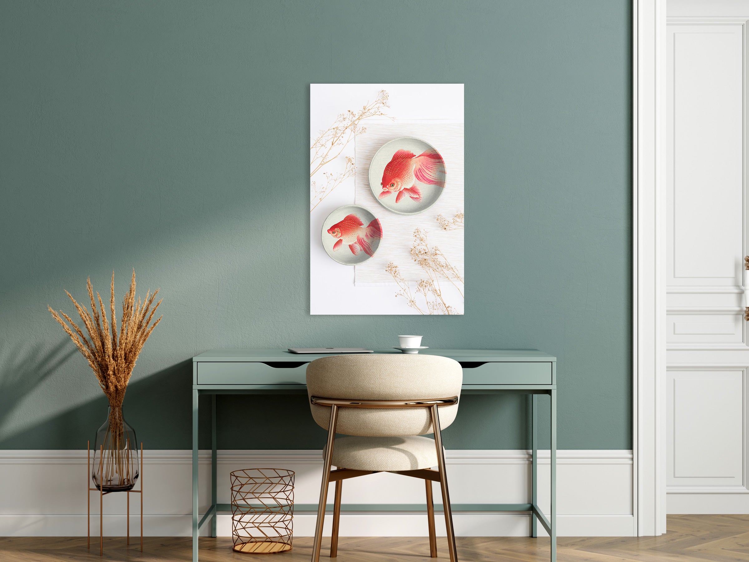 Japanese Dishes with Goldfish