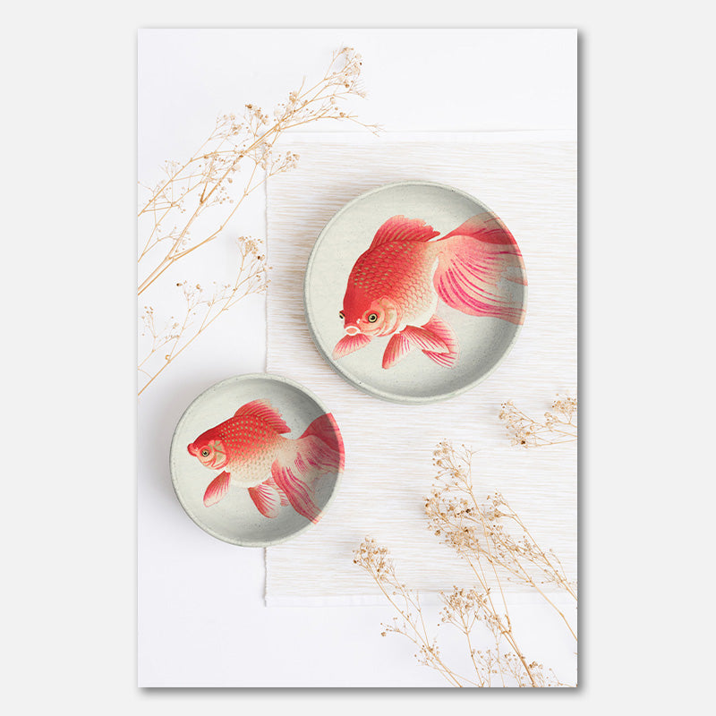 Japanese Dishes with Goldfish