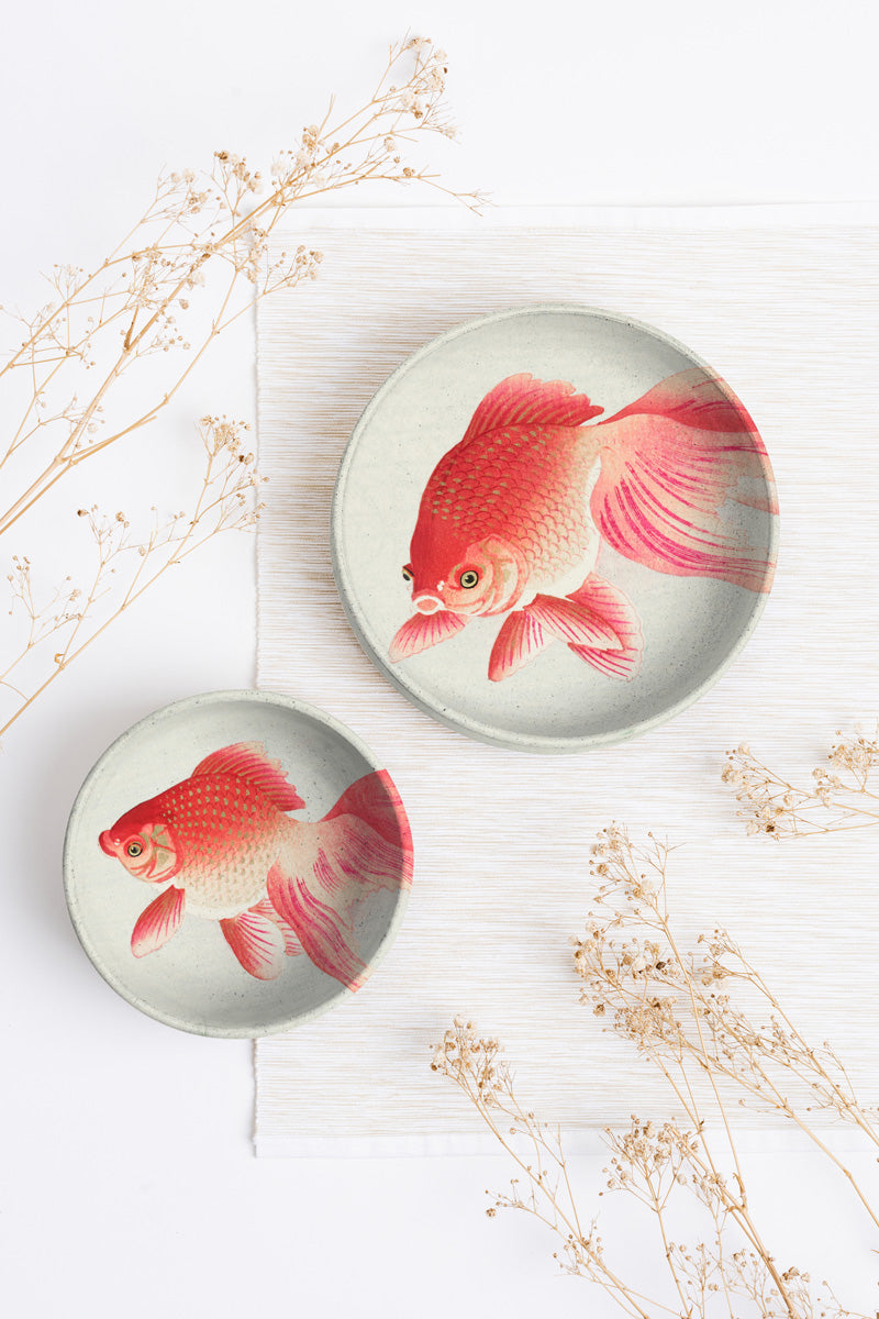 Japanese Dishes with Goldfish
