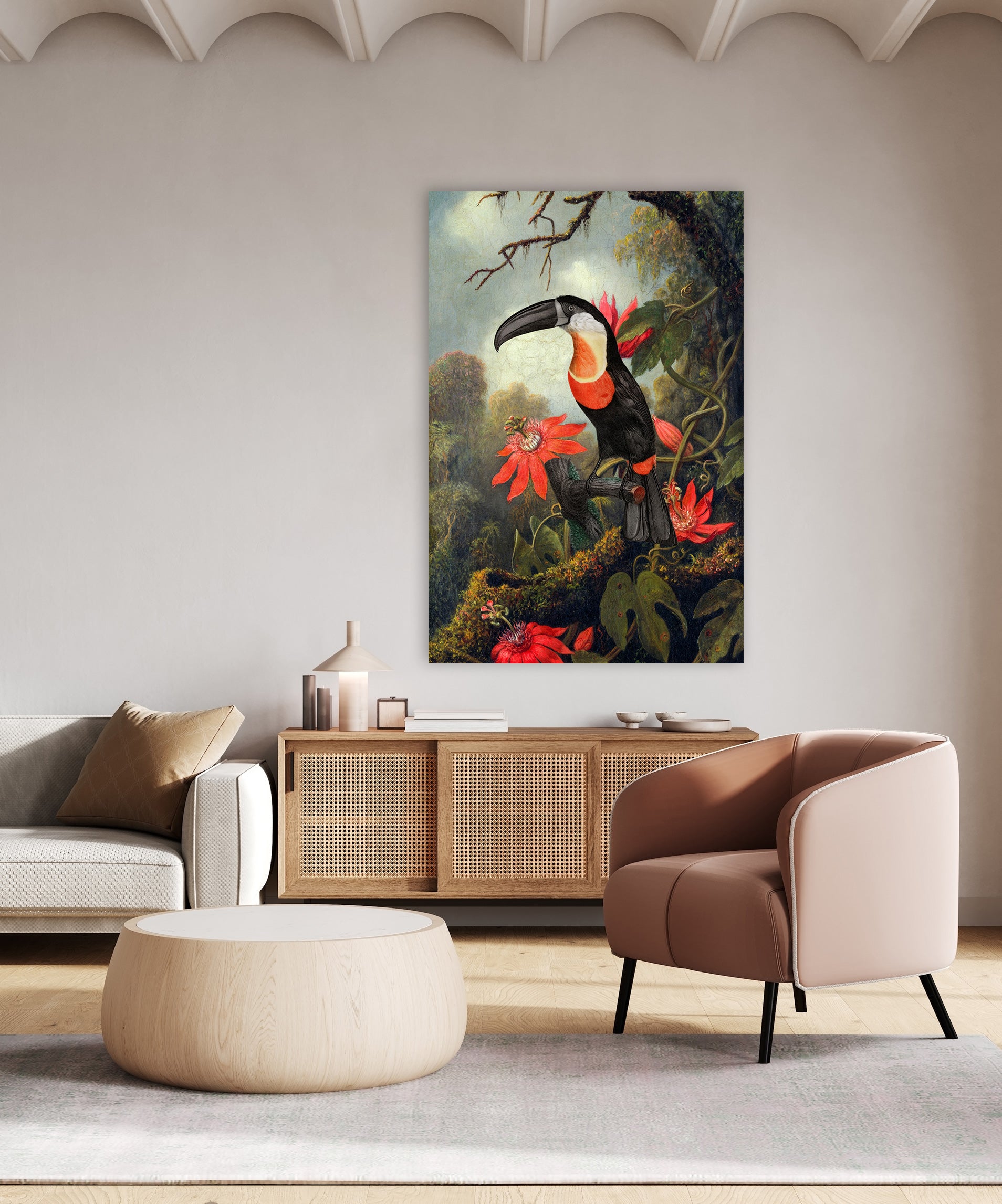 Passionflowers and the Toucan