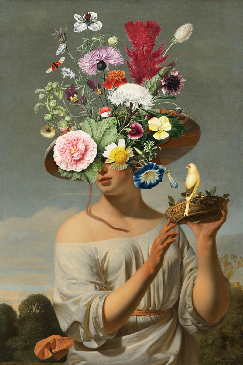Woman in a Large Floral Hat