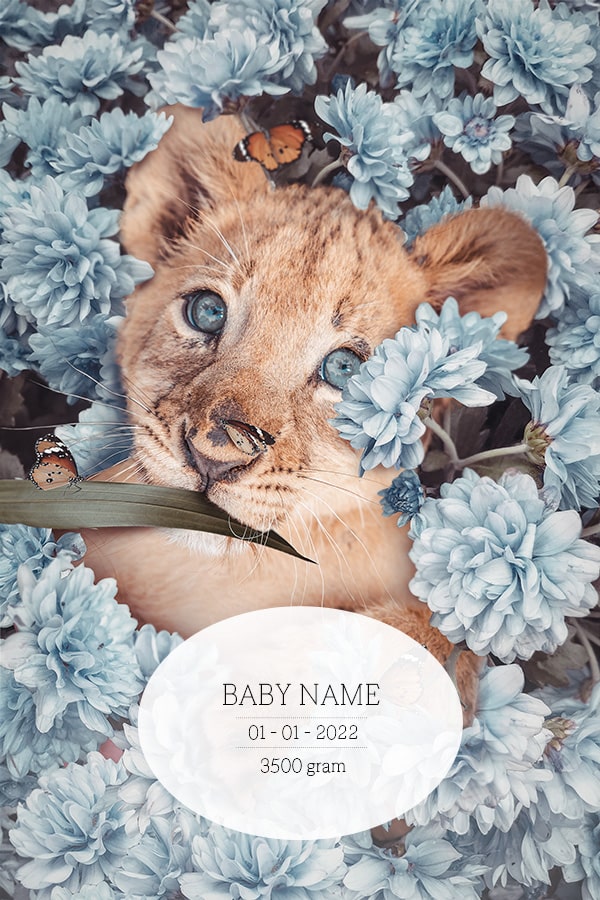 Birth Poster Lion Blue