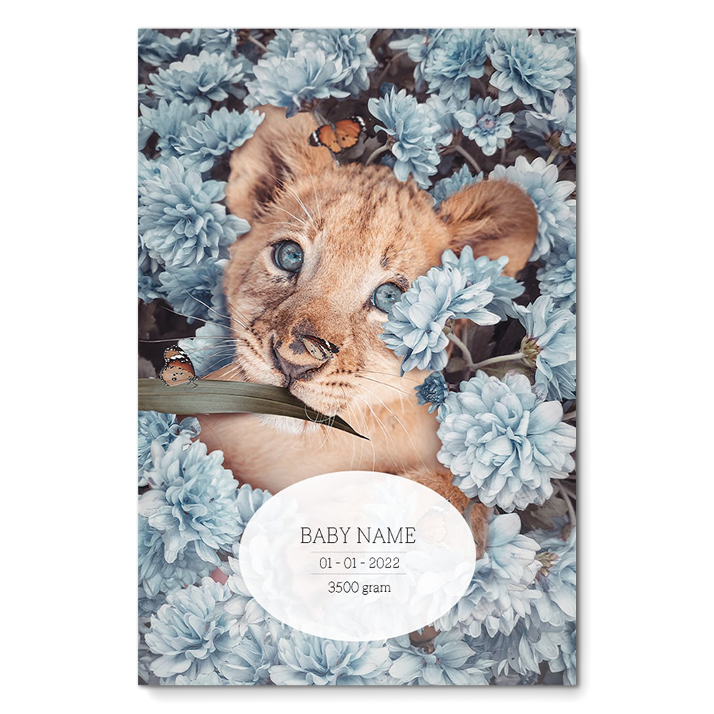 Birth Poster Lion Blue