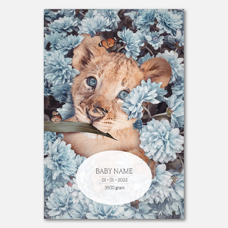 Birth Poster Lion Blue