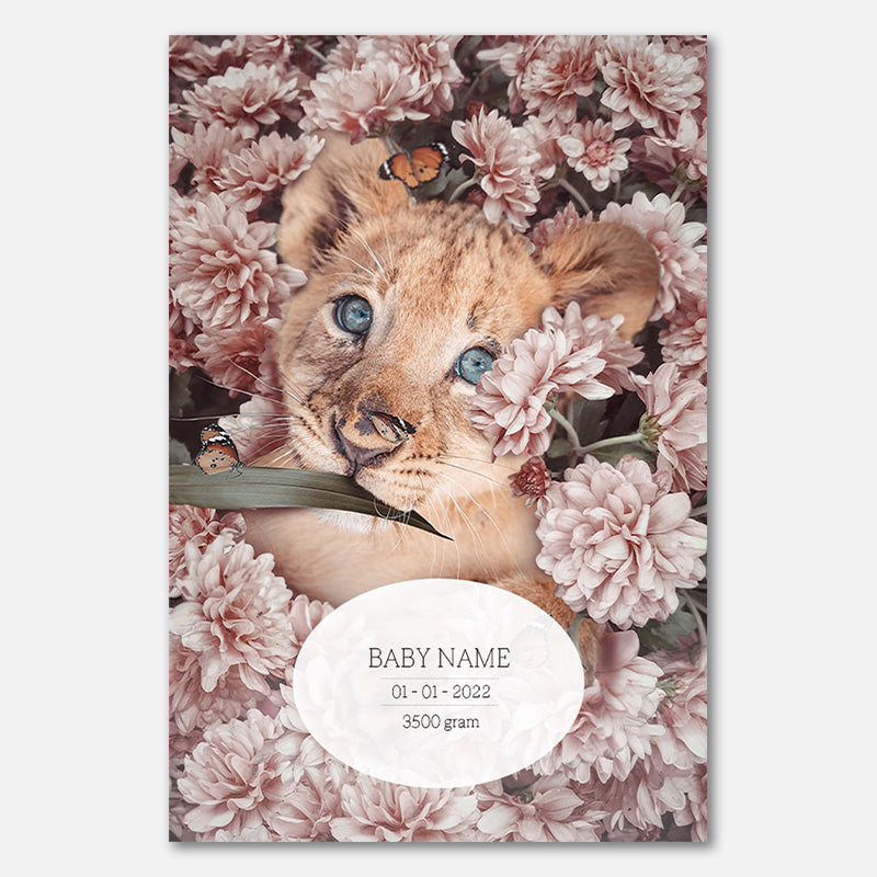 Birth Poster Lion Red