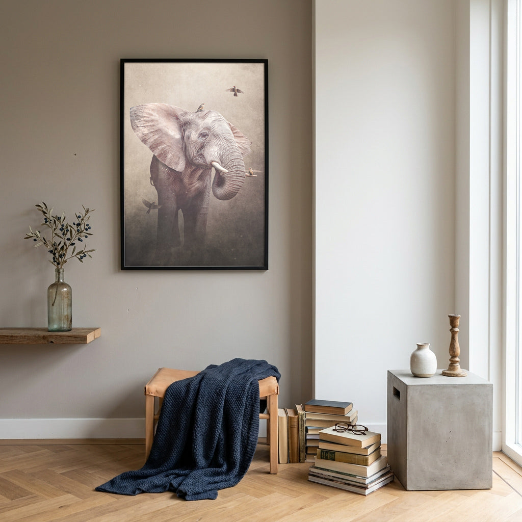 Elephant with Oxpeckers Light EU