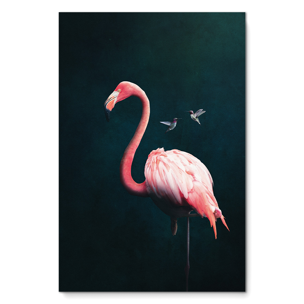 Flamingo with Hummingbirds