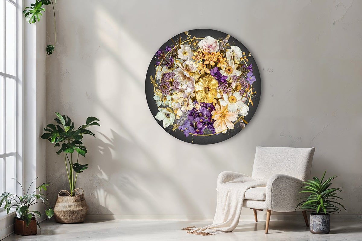 Floral Circle Dark Grey RND