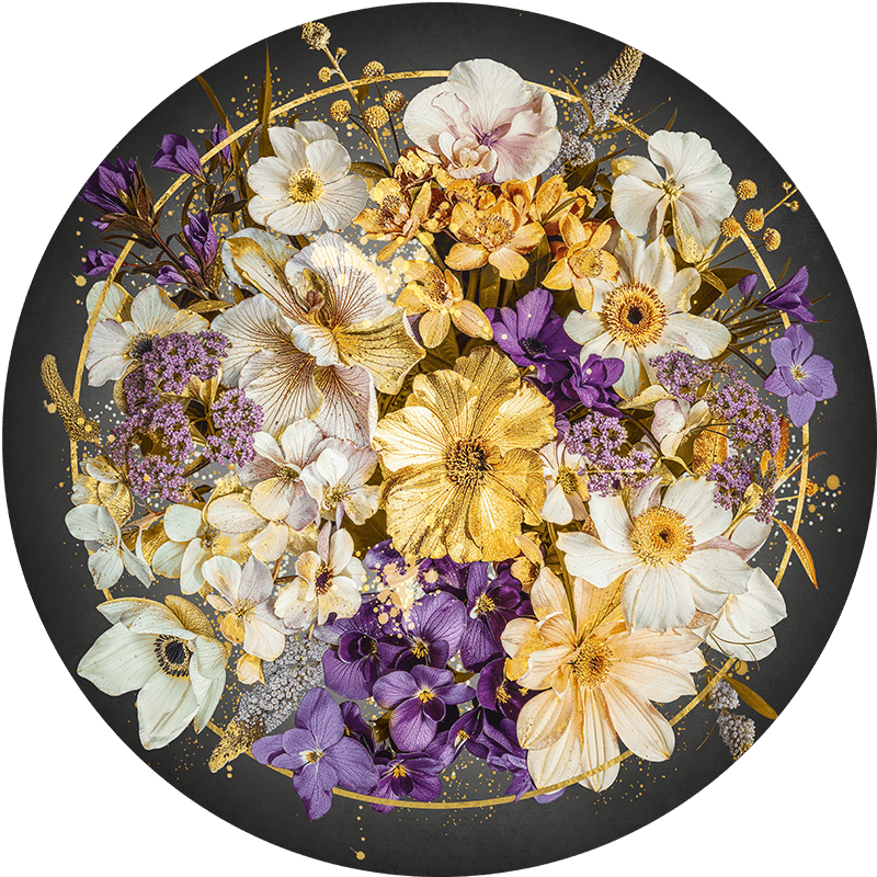 Floral Circle Dark Grey RND