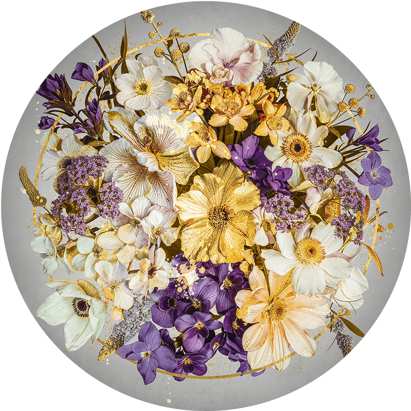 Floral Circle Grey RND