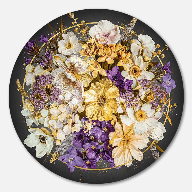 Floral Circle Dark Grey RND