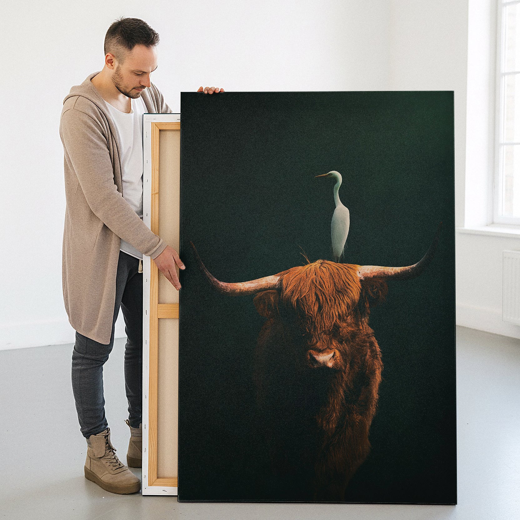 Highland Cow with Heron EU
