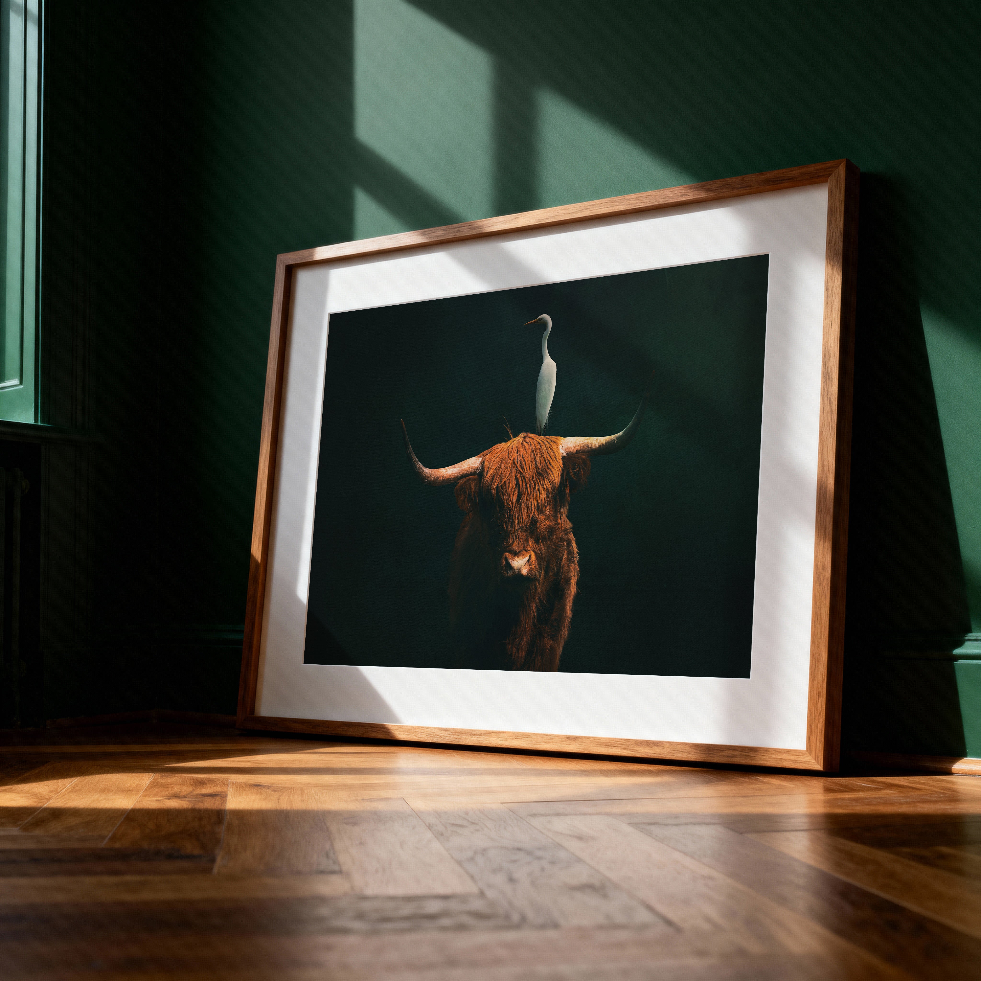 Higland Cow with Heron LS